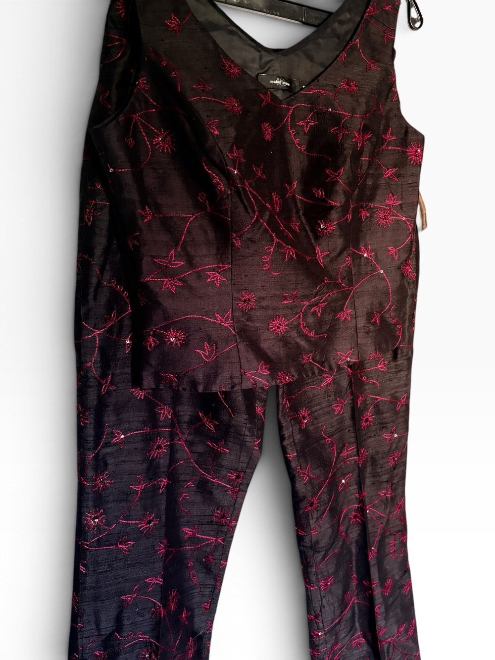 Vintage Isabel Ardee NWT 100% Silk Embroidered Pant Set Size 4 Y2K